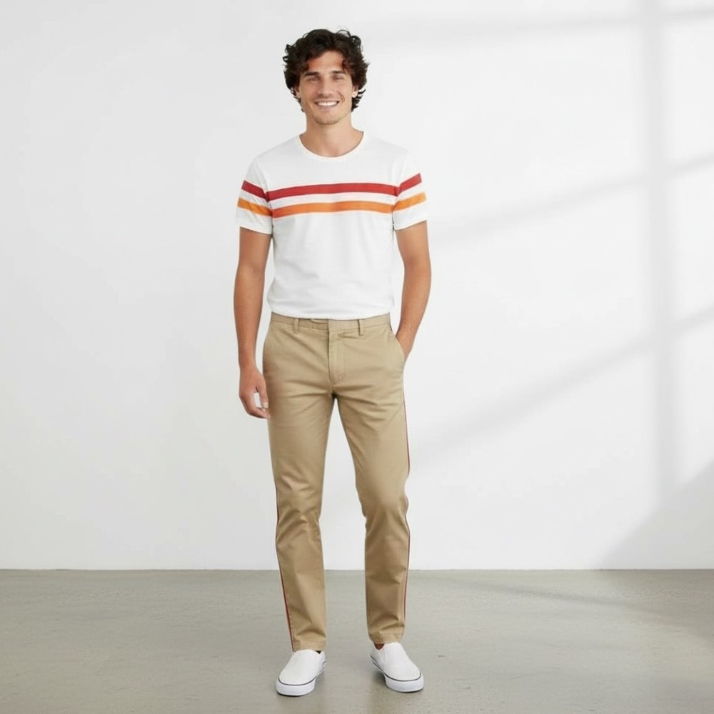 CALVIN KLEIN White T-Shirt Stripes size M